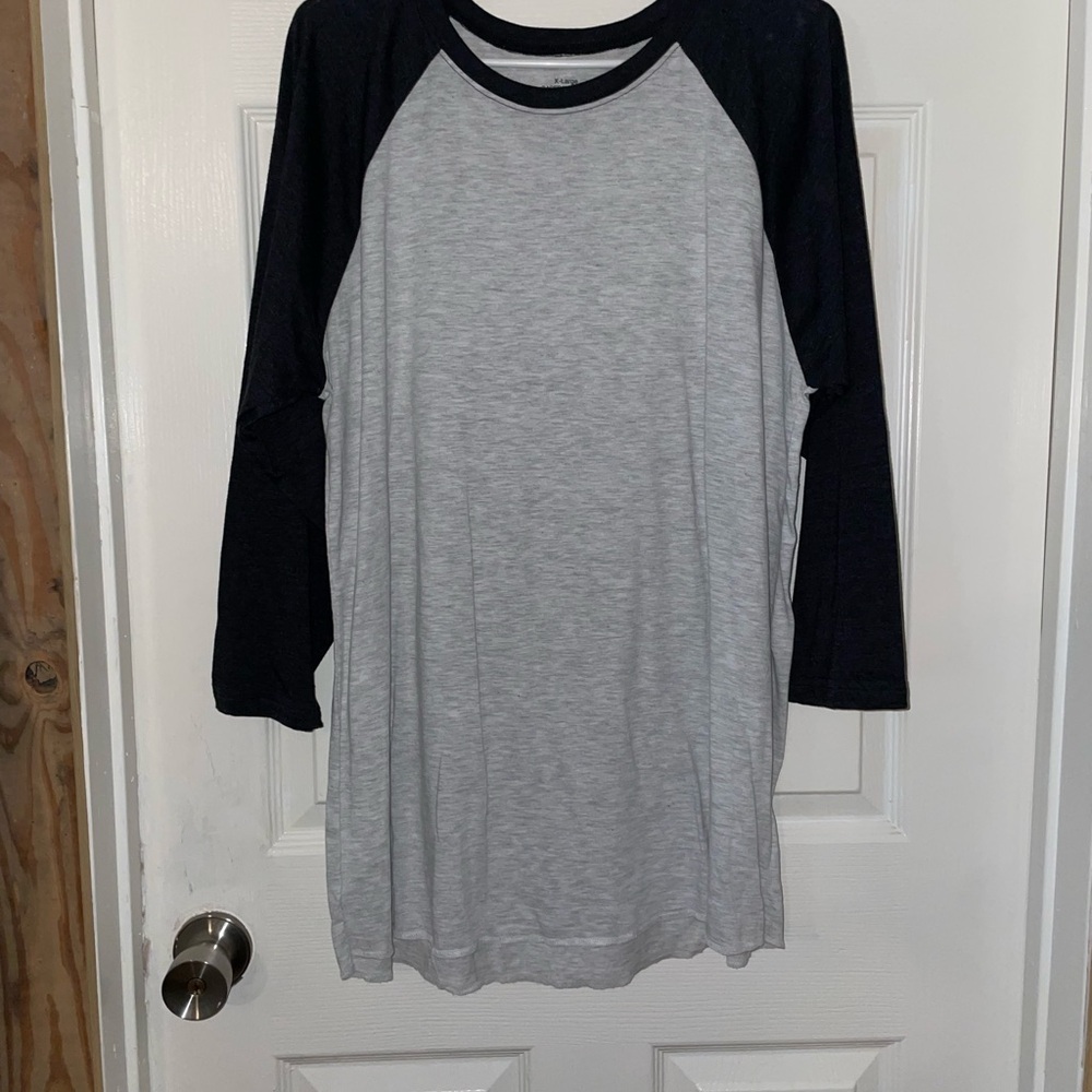 Gray and Black Raglan Baseball Tee